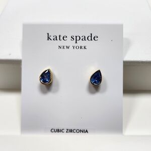 NWT Kate Spade Gold-Tone Blue Bubbly Bezel Stud Earrings